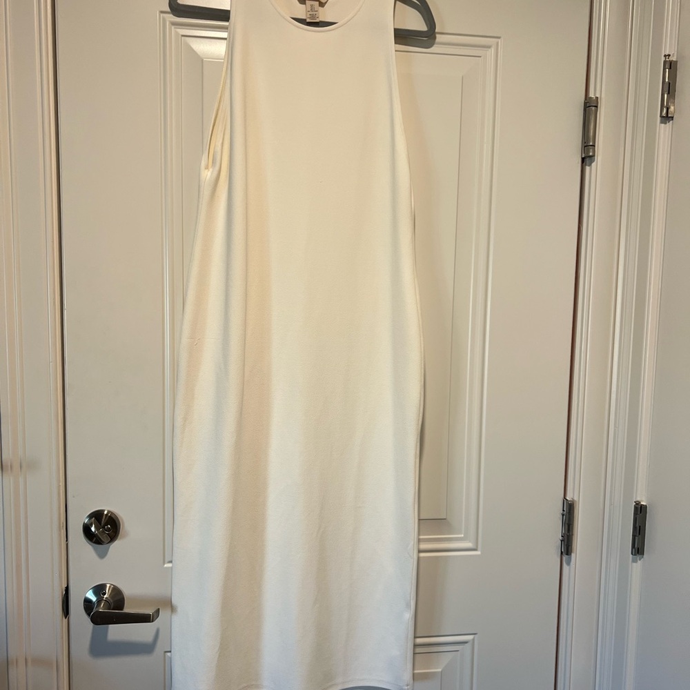 H&M Cream Sleeveless Midi Shift Dress